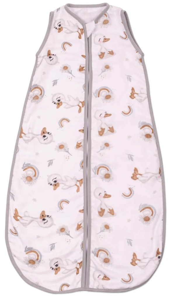 Sac de dormit copii de vara din muselina Kidizi Ducky 75 cm, 100% bumbac, 0-9 luni