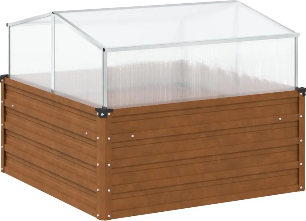 vidaXL Jardinieră de grădină cu seră, oțel pentru intemperii