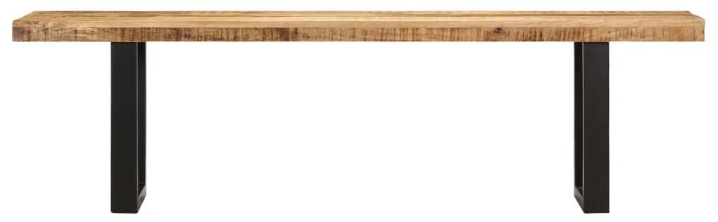 286461 vidaXL Bancă, 160 cm, lemn masiv de mango nefinisat și oțel