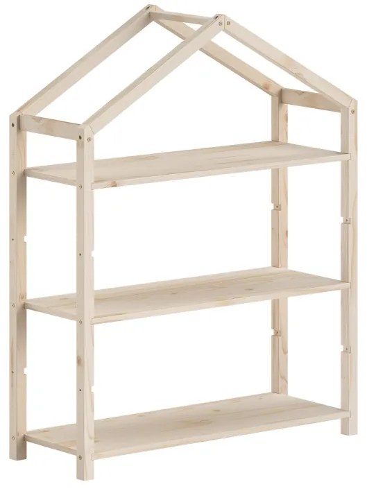 Bibliotecă în formă de Căsuță, Natur, MDF – Dallas – Vipack