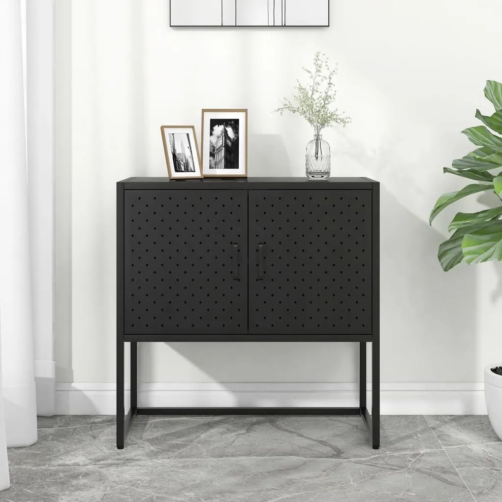 335871 vidaXL Servantă, negru, 75x35x75 cm, oțel