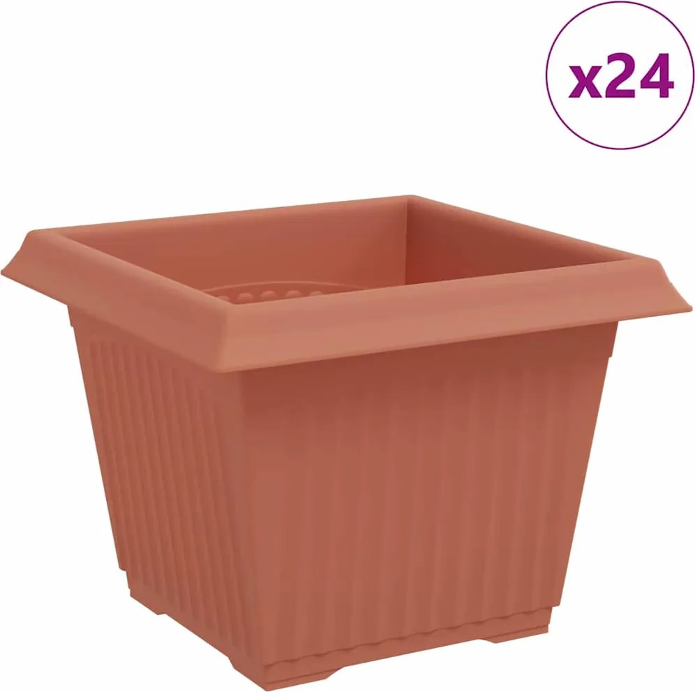 vidaXL Vază pătrată pentru flori 24 pcs Roșu cărămidă Plastic