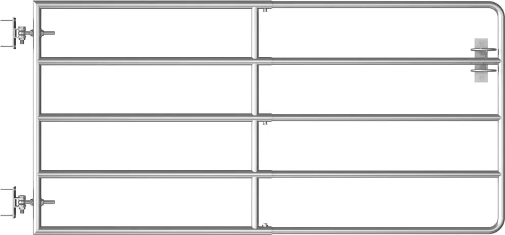 vidaXL Poartă de câmp cu 5 bare, argintiu, (95-170) x 90 cm, oțel