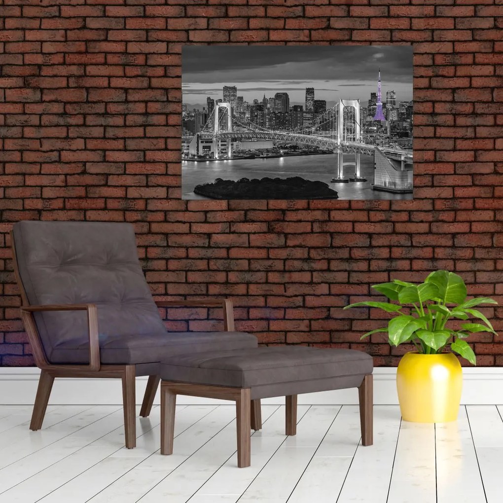 Tablou - Orașul mare cu turnul mov (90x60 cm)