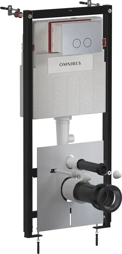 Rezervor incastrat Omnires StrongFrame pentru vas WC suspendat si clapeta de actionare Steel-R45 finisaj nichel periat