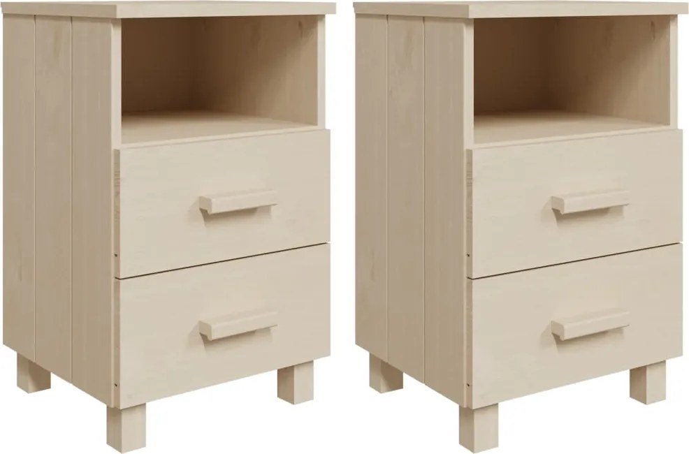 vidaXL Noptiere HAMAR, 2 buc, maro miere, 40x35x62 cm, lemn masiv