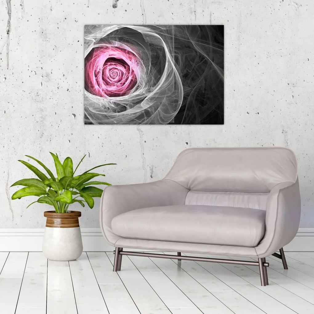 Tablou pe sticlă - Trandafir abstract, fucsia (70x50 cm)
