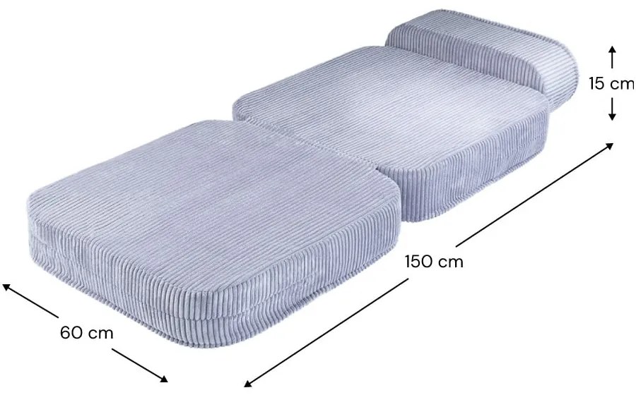 Fotoliu de copii albastru cu tapițerie din catifea reiată Flip – Wigiwama