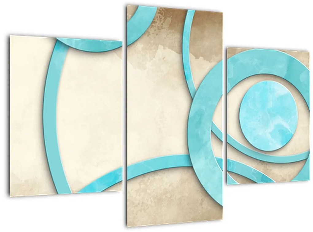 Tablou - Cercuri albastre acvarelă (90x60 cm)