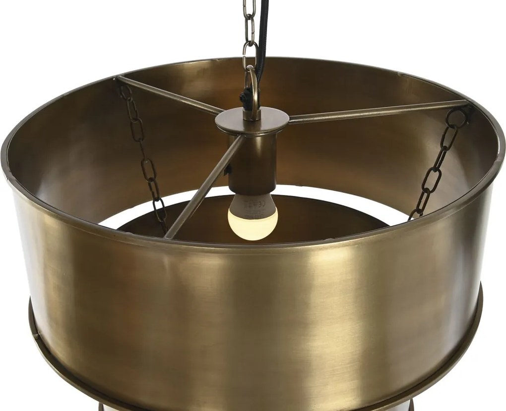 Lustră suspendată din metal, auriu, cu 3 abajururi, 41 x 42 cm, „Vichy”