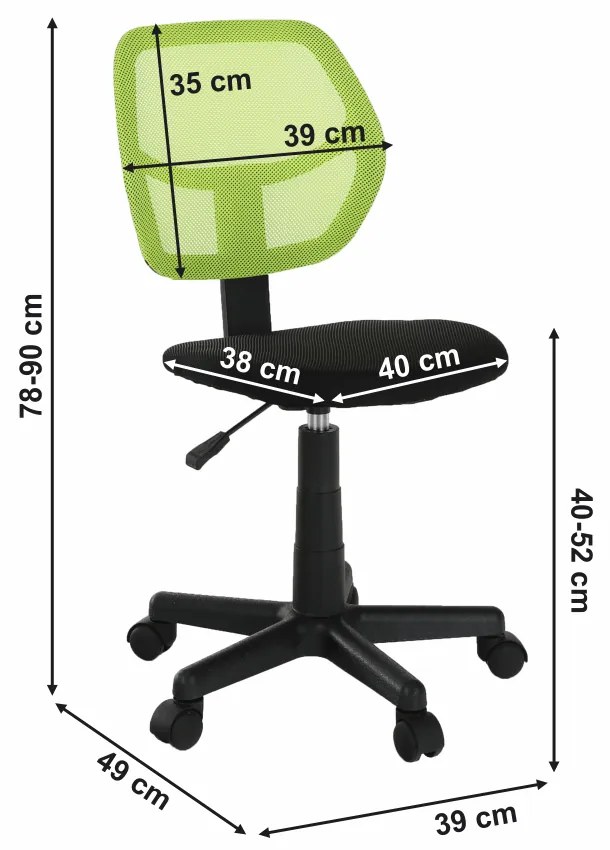 Scaun rotativ, verde   negru, MESH