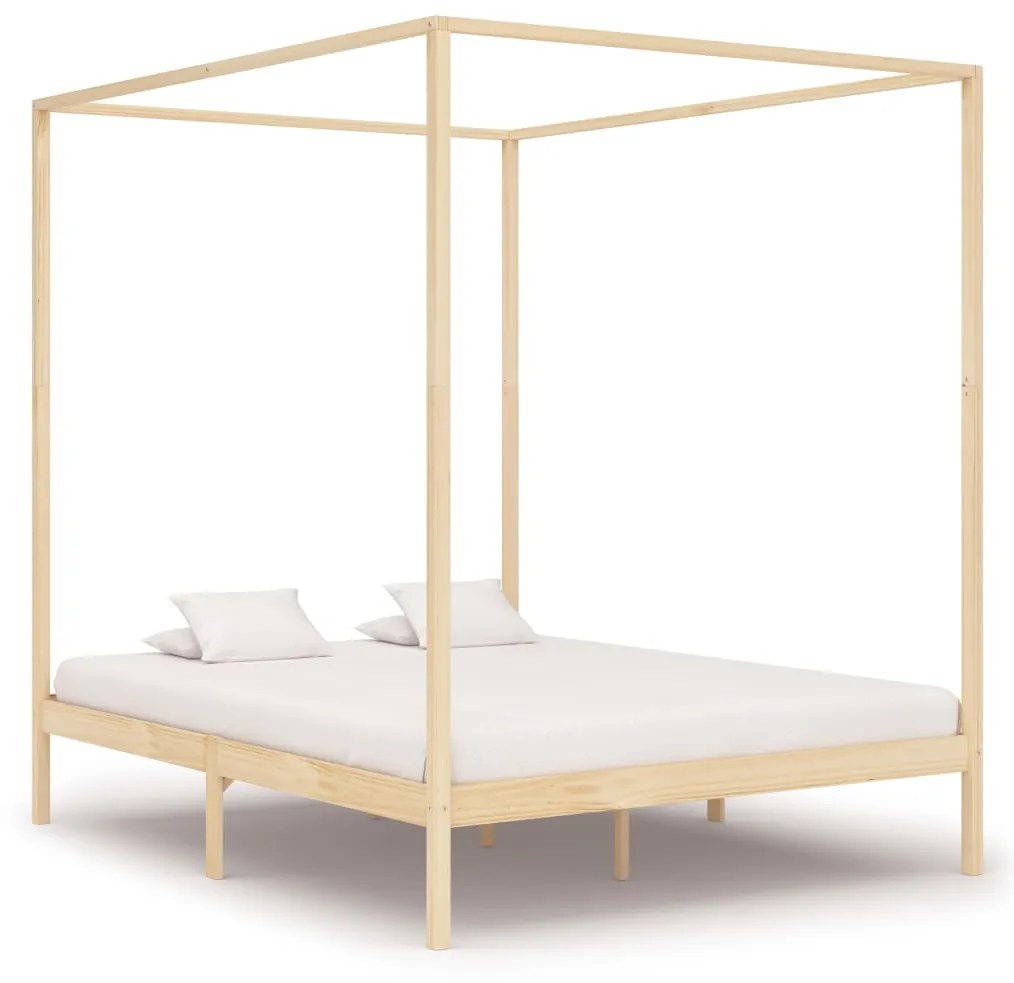 283255 vidaXL Cadru pat cu baldachin,180 x 200 cm, lemn masiv de pin