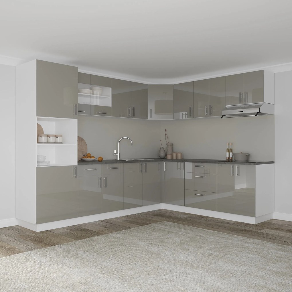 Corp Superior Colt Karo, Gri Lucios/Alb, MDF, 60 x 60 x 60 cm