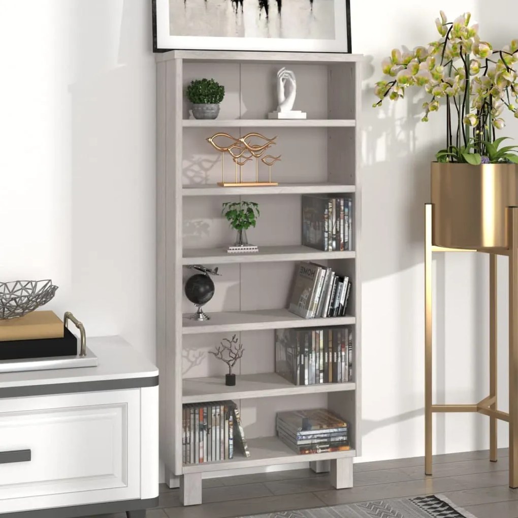 340521 vidaXL Dulap CD-uri „HAMAR”, alb, 45x18x100 cm, lemn masiv pin