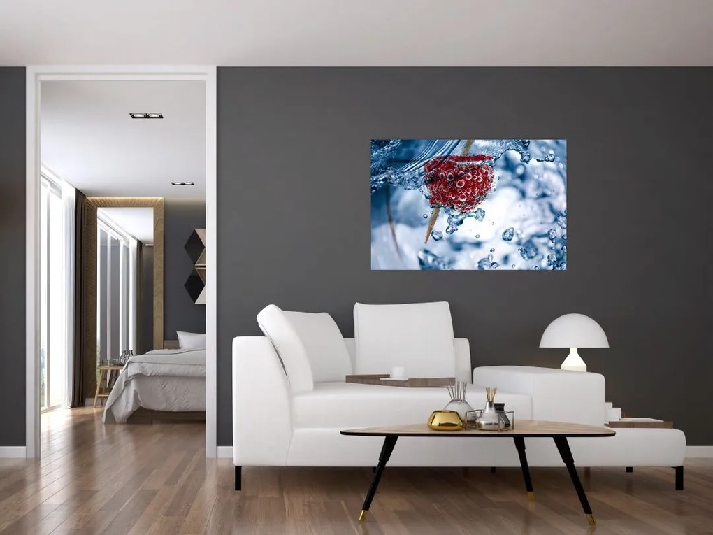 Tablou - detailu zmeură în apă (90x60 cm)