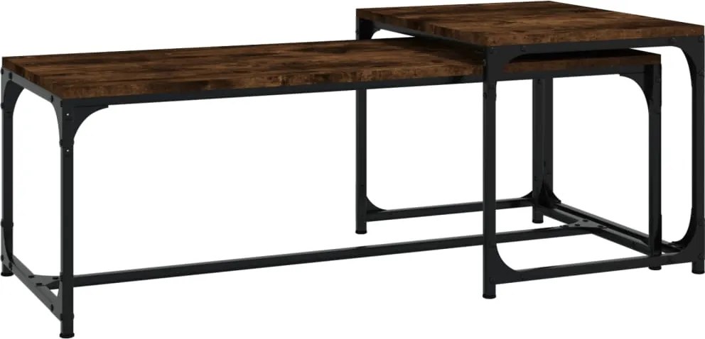 vidaXL Măsuțe de cafea, 2 buc., stejar fumuriu, lemn compozit