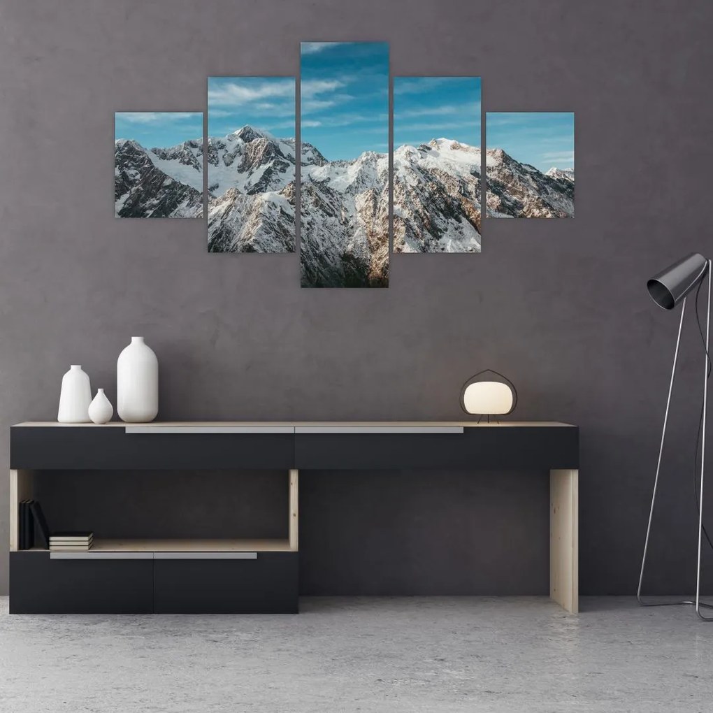 Tablou cu vârfuri înzăpeziți, Fiordland (125x70 cm), în 40 de alte dimensiuni noi