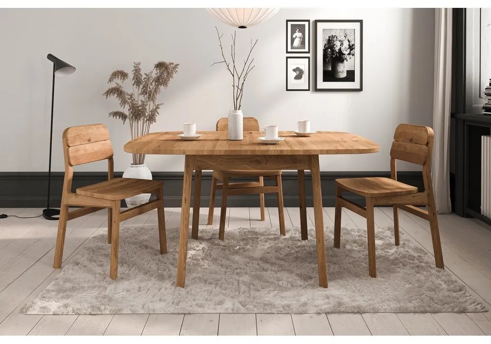 Masă de dining în culoare naturală extensibilă din lemn de stejar 100x120 cm Twig – The Beds