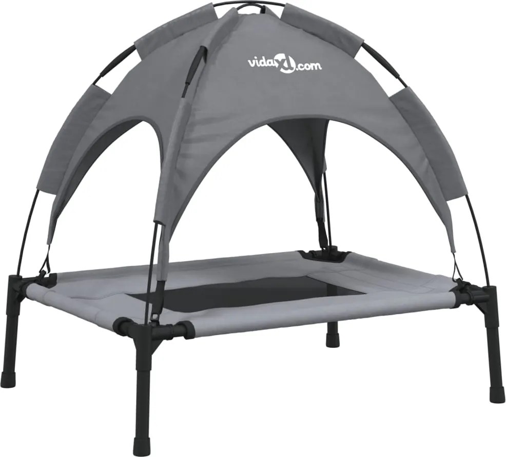 vidaXL Pat de câini cu baldachin, antracit, țesătură Oxford și oțel