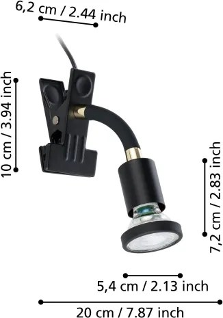 Eglo 300914 - Lampă LED cu clemă PARRINI 1xGU10/4,5W/230V neagră