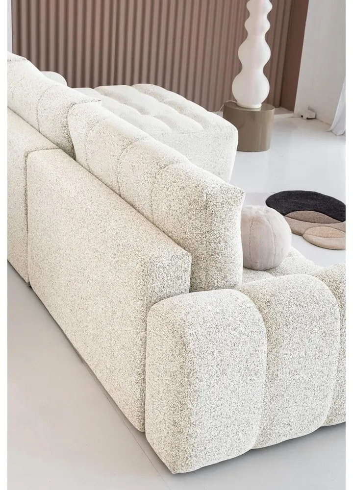 Colțar modular crem extensibil/cu spațiu de depozitare (cu colț pe partea dreaptă) Lulu – Miuform