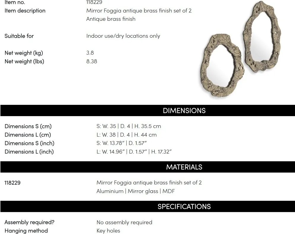 Set de 2 oglinzi decorative design LUX Foggia