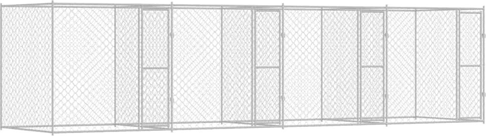 vidaXL Cușcă pentru câine Argintiu 800 x 200 x 200 cm Oțel Galvanizat