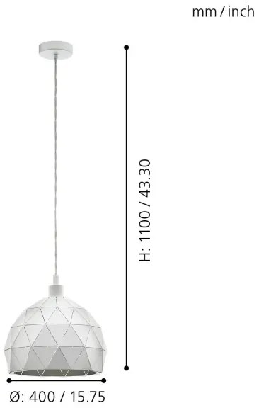 Eglo 97854 - Lustră pe cablu ROCCAFORTE 1xE27/60W/230V