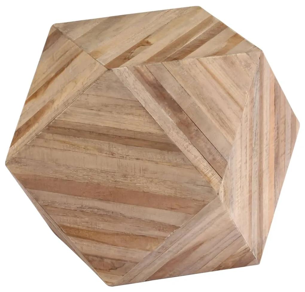 Masa laterala, 40 x 40 x 40 cm, lemn de tec reciclat 1, Maro