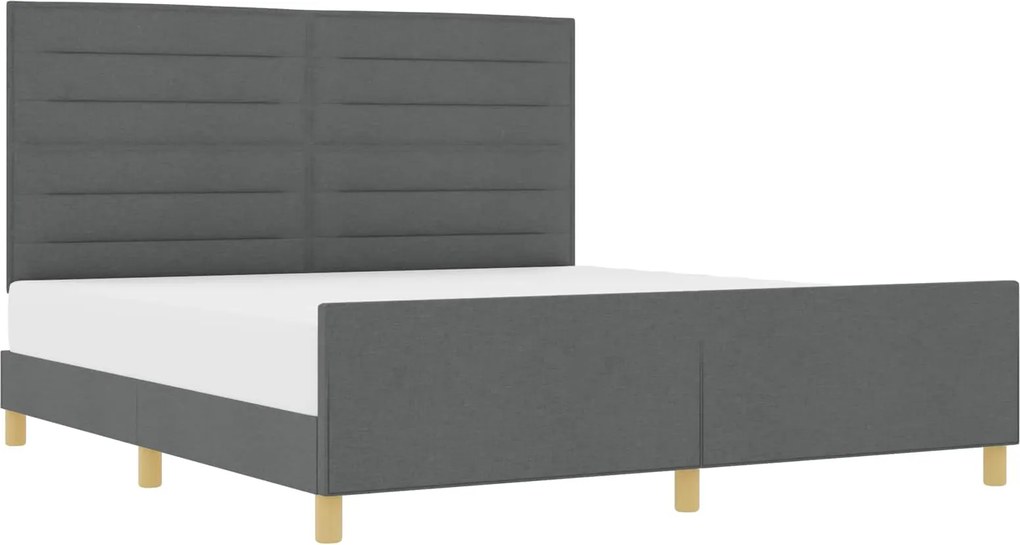 vidaXL Cadru de pat cu headboard Gri închis 180 x 200 cm țesătură