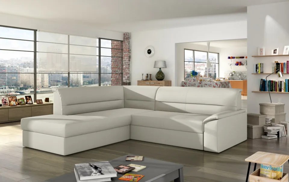 Coltar extensibil, cu spatiu pentru depozitare, 212x90x65 cm, Elano L01, Eltap (Culoare: Bej deschis / Soft 33)