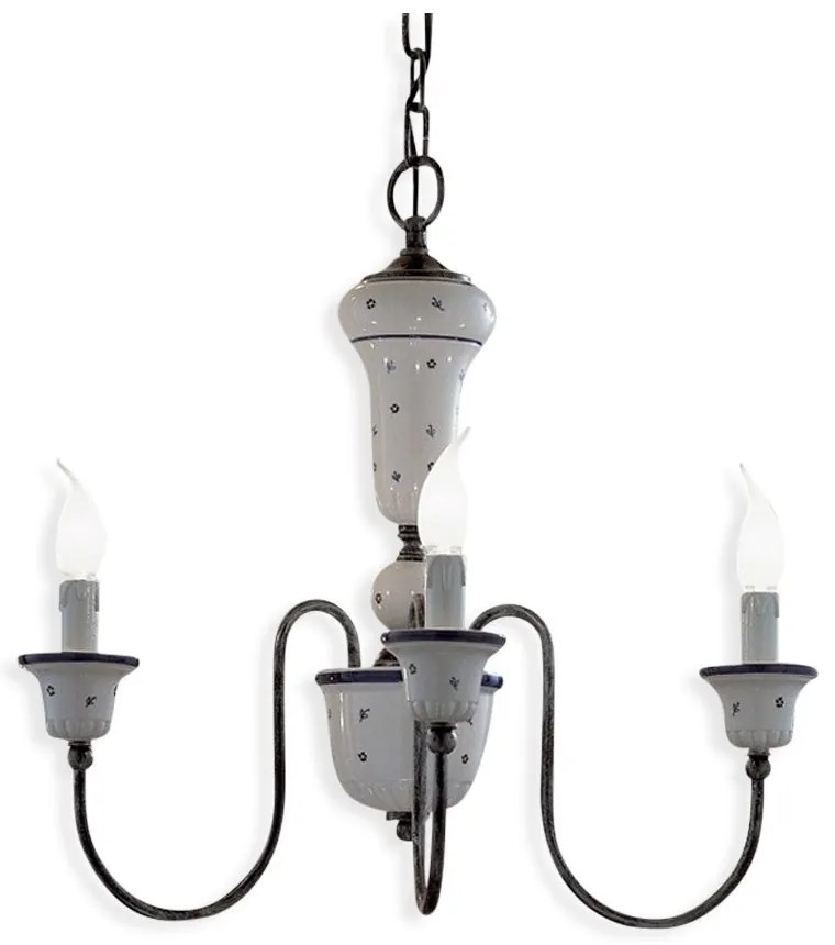 Candelabru clasic cu 3 brate realizat manual din ceramica SANREMO