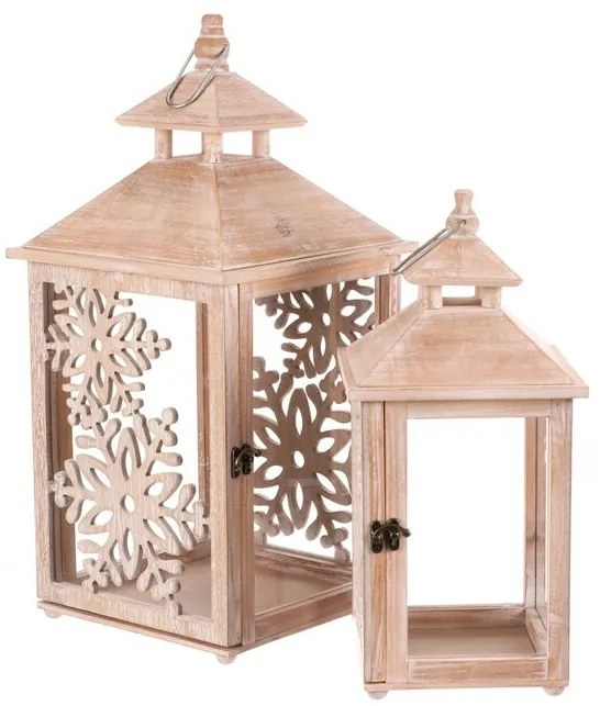 Set felinare de lemn Fulgi 2 buc., natural