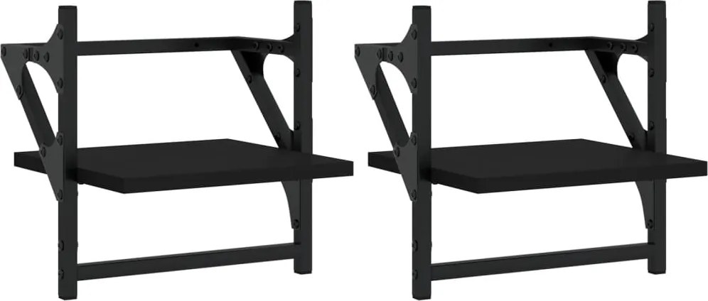 vidaXL Rafturi de perete cu bare, 2 buc, negru, 30x25x30 cm