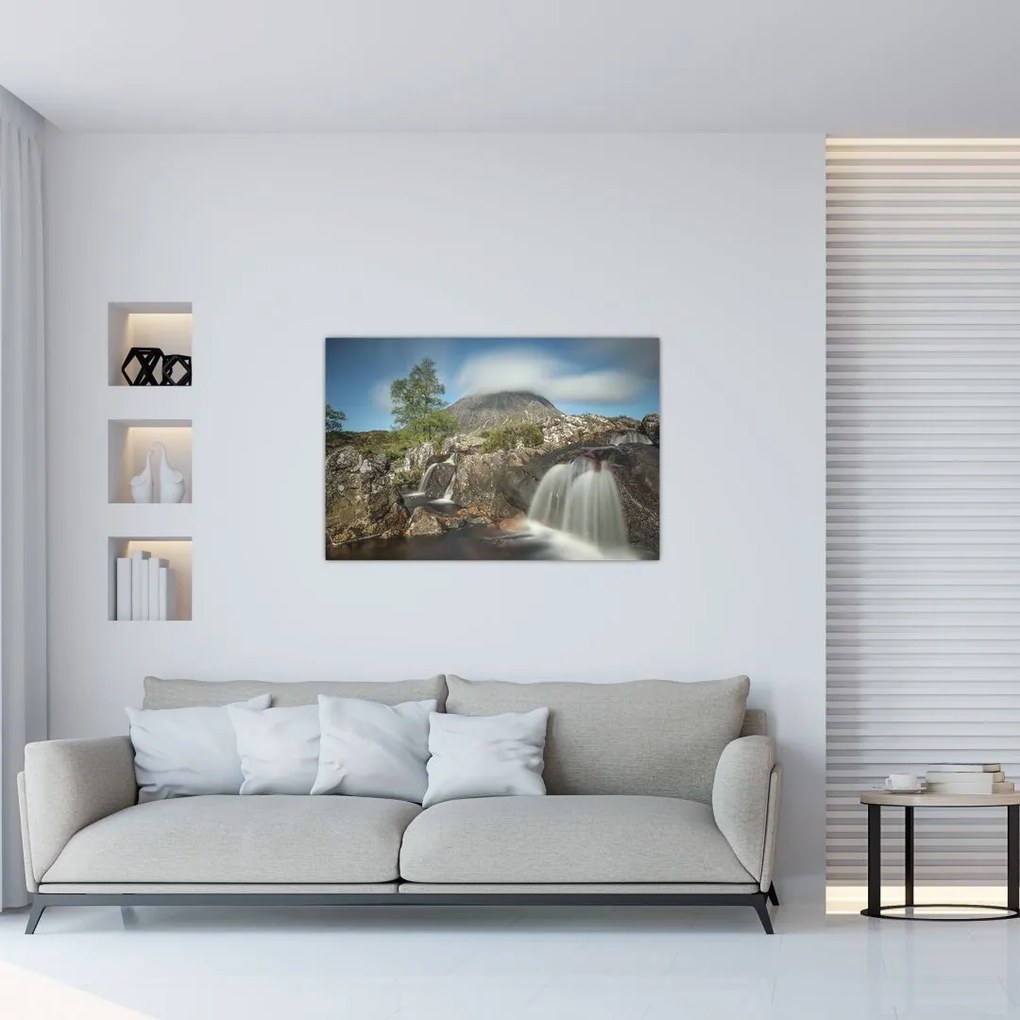 Tablou cu cascadele și munți (90x60 cm)