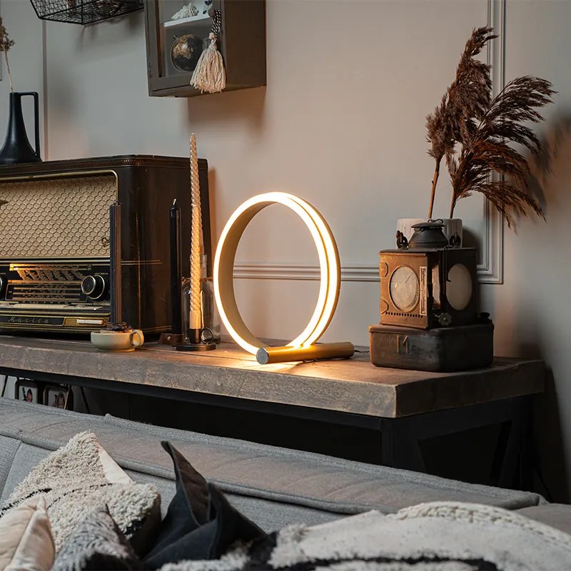 Lampă de masă de design din alamă cu LED inclus, cu dimmer în 3 trepte - Navara