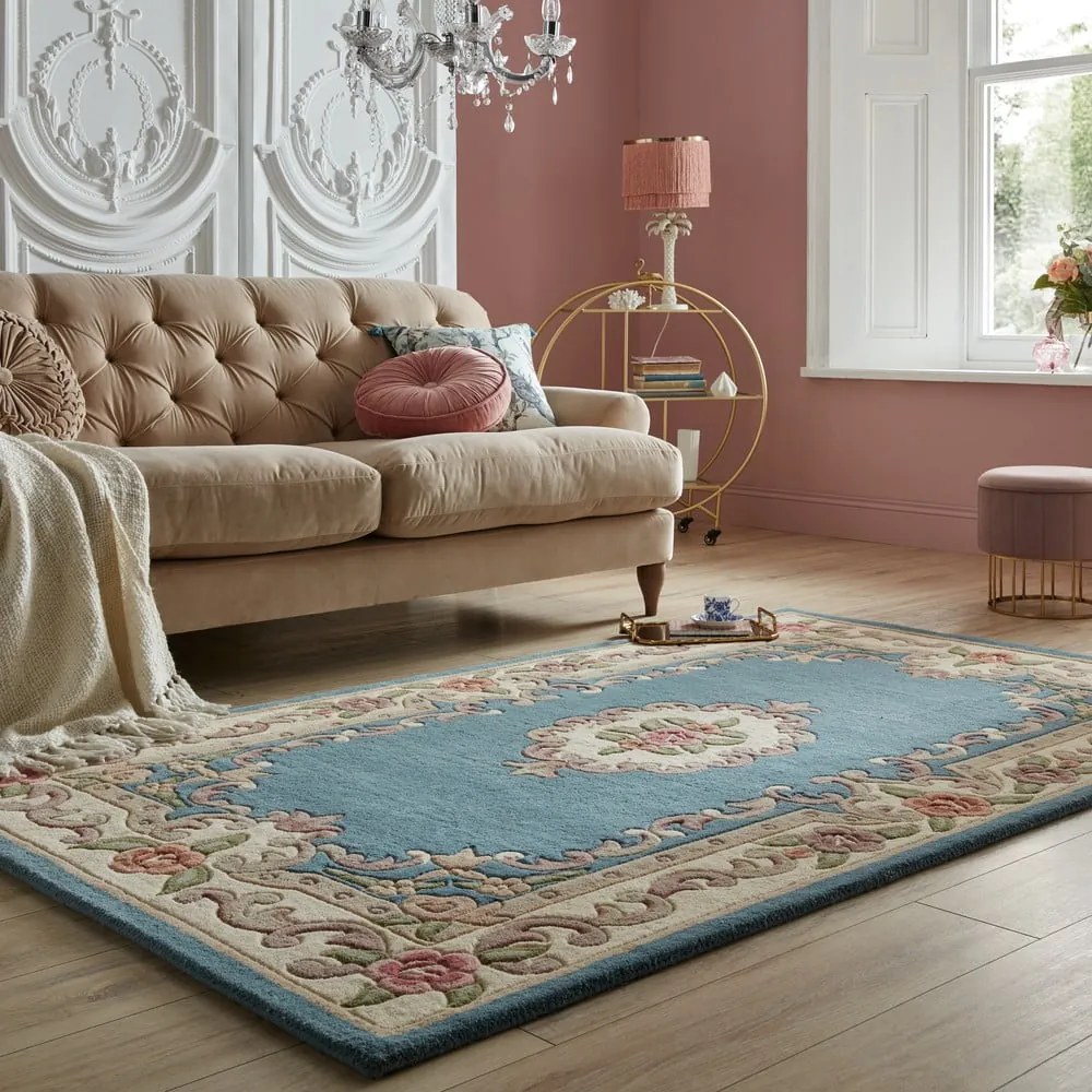 Covor din lână Flair Rugs Aubusson, 120 x 180 cm, albastru