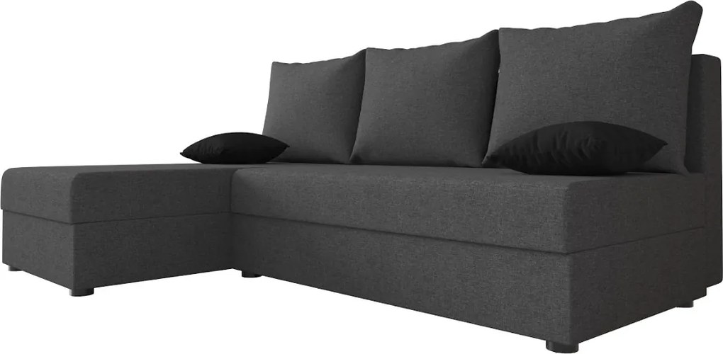 Coltar extensibil de colt VALERIO SLIM, gri inchis, reversibil, 200x140 cm + 2 perne GRATUIT