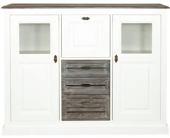 Comoda Bar Cu 2 Usi Si 3 Sertare Cabana Alb Si Antracite , 142.7 Cm