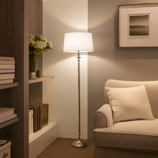 Brilagi - Lampă LED de podea CERIA, 1 x E27, 60 W, 230 V, Ø 45 cm, crom lucios/alb