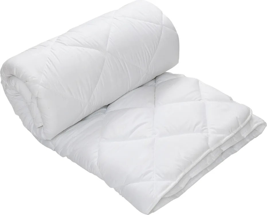 Pilota matlasata Alcam, 140x200 cm, microfibra alba, umplutura fibra siliconica, 400g/mp, nivel de caldura mare