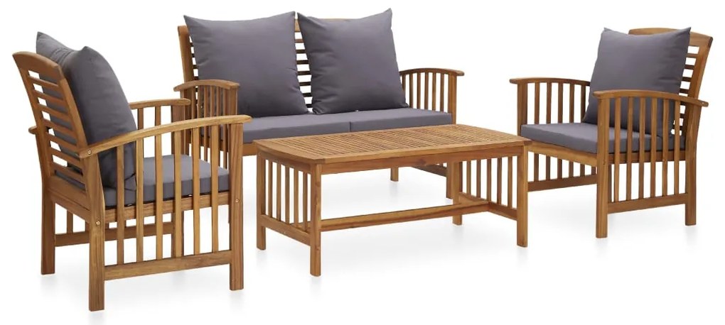 vidaXL Set mobilier de grădină cu perne, 4 piese, lemn masiv de acacia