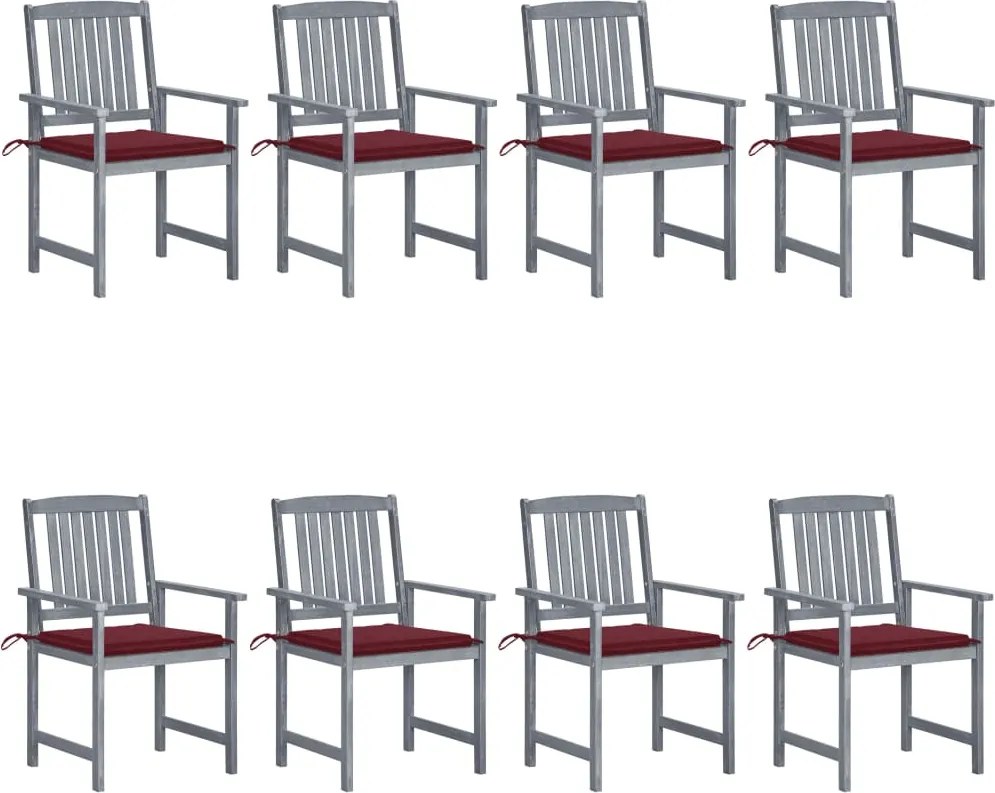 vidaXL Scaune grădină cu perne, 8 buc., gri, lemn masiv de acacia