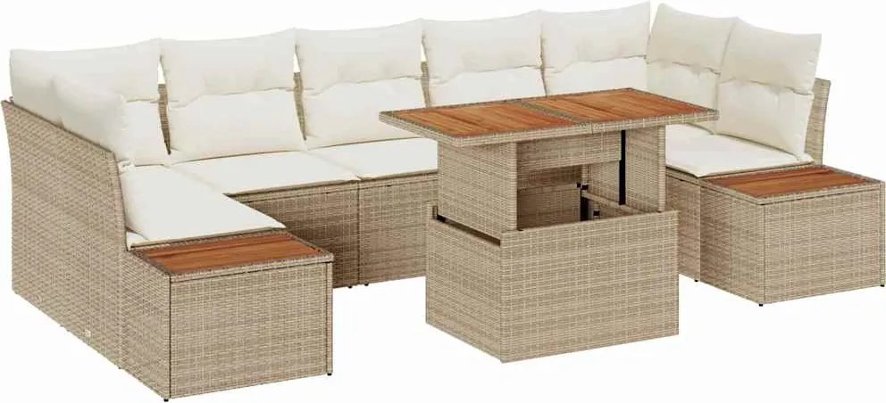 vidaXL Set de canapele pentru grădină 8 pcs Bej Rattan poli