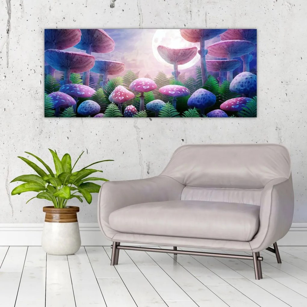 Tablou - Ciuperci sub lună plină (120x50 cm)