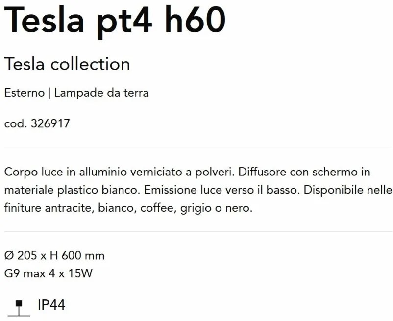 Stalp pentru iluminat exterior Tesla pt4 h60 negru