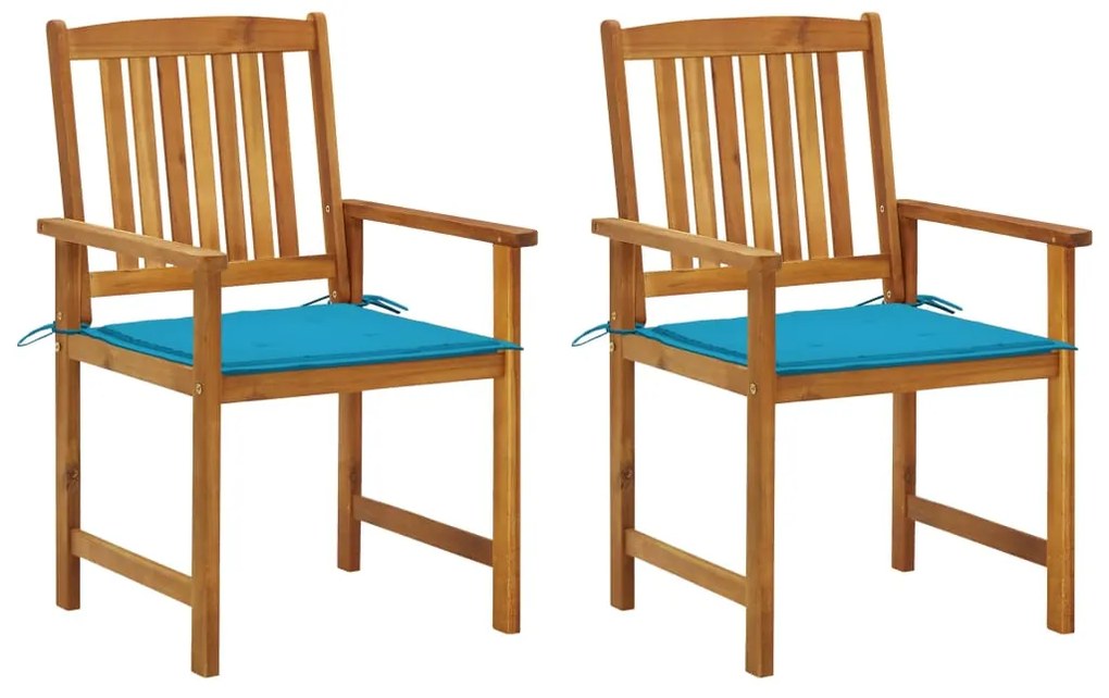 vidaXL Scaune de grădină cu perne, 2 buc., lemn masiv acacia