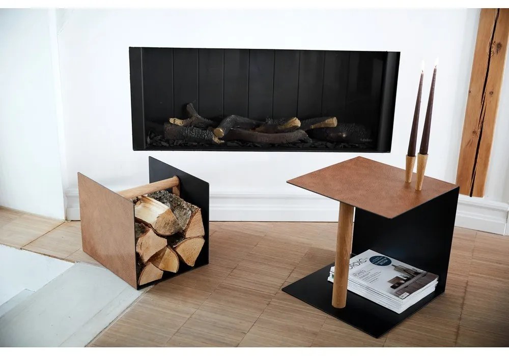 Cutie de depozitare neagră/în culoare naturală din metal și din piele ecologică decorativă 32x38x31 cm Bull – LIND DNA