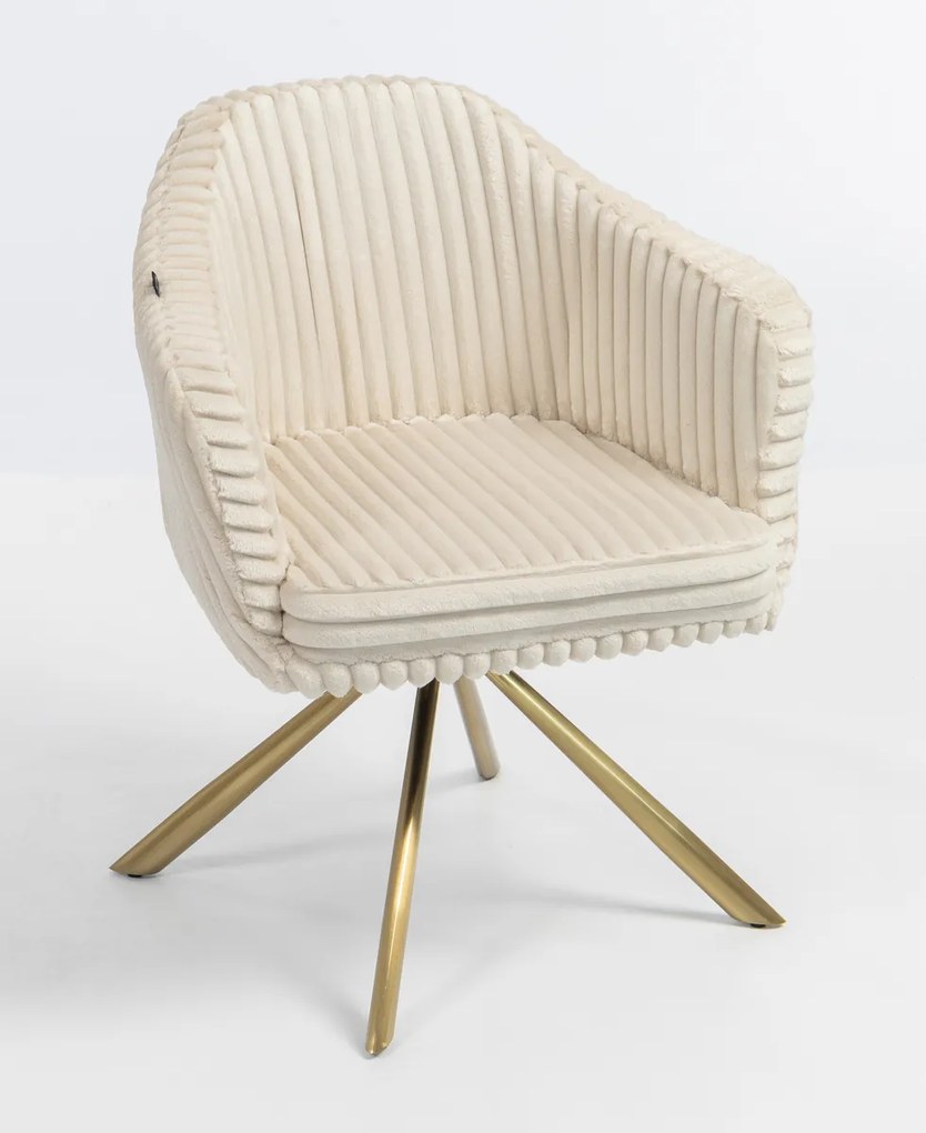 HR832 BAZĂ STEA Scaun Cappuccino Teddy Cord cu Bază Aurie