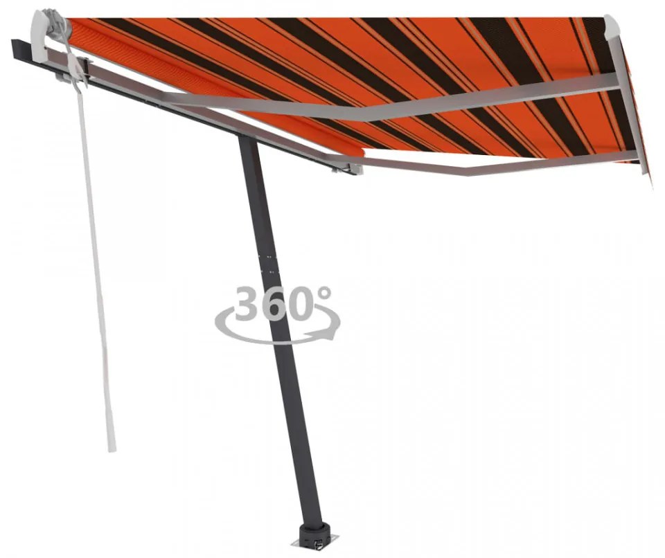 Copertină autonomă retractabilă manual oranj & maro 300x250 cm